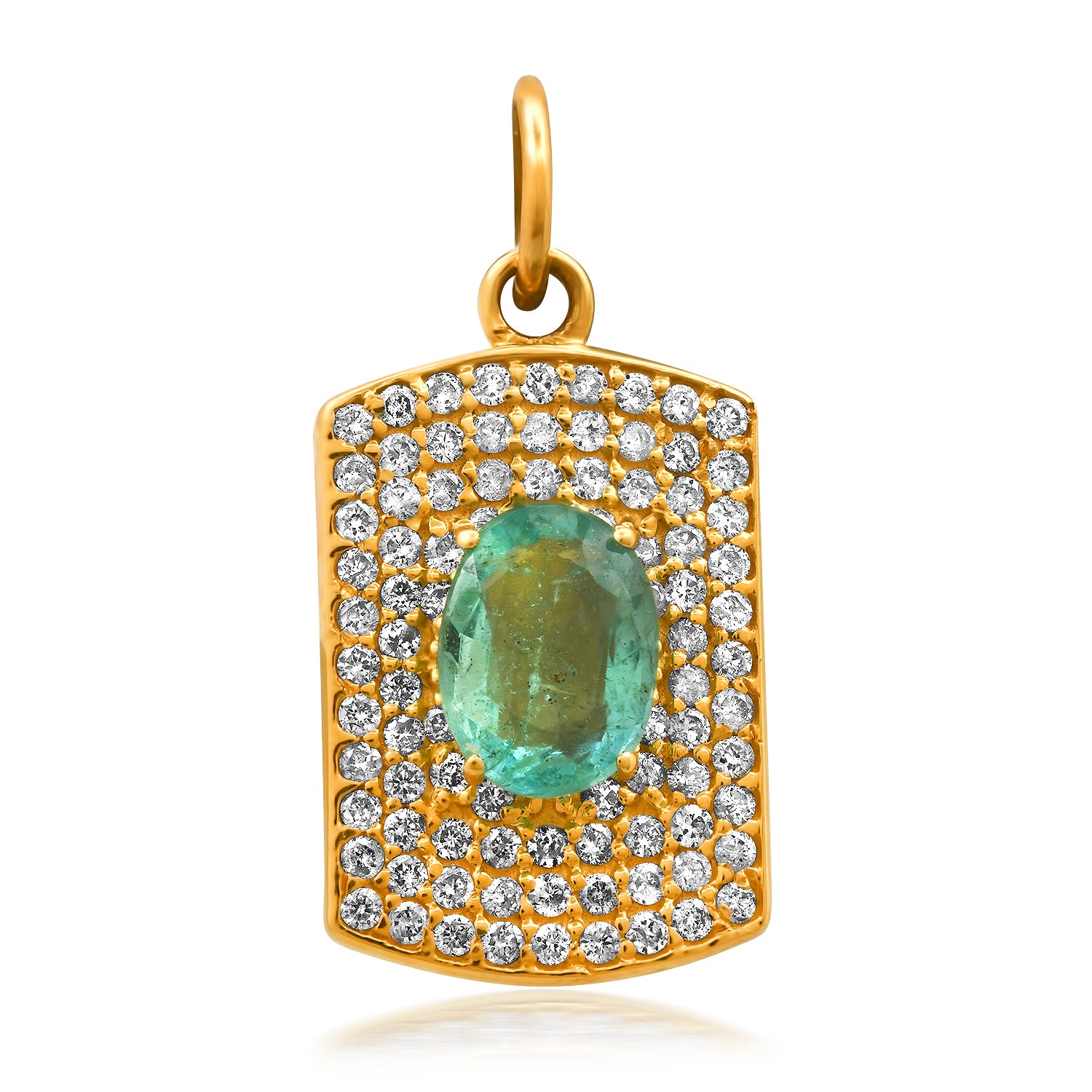 Emerald & Diamond Plaque Charm 