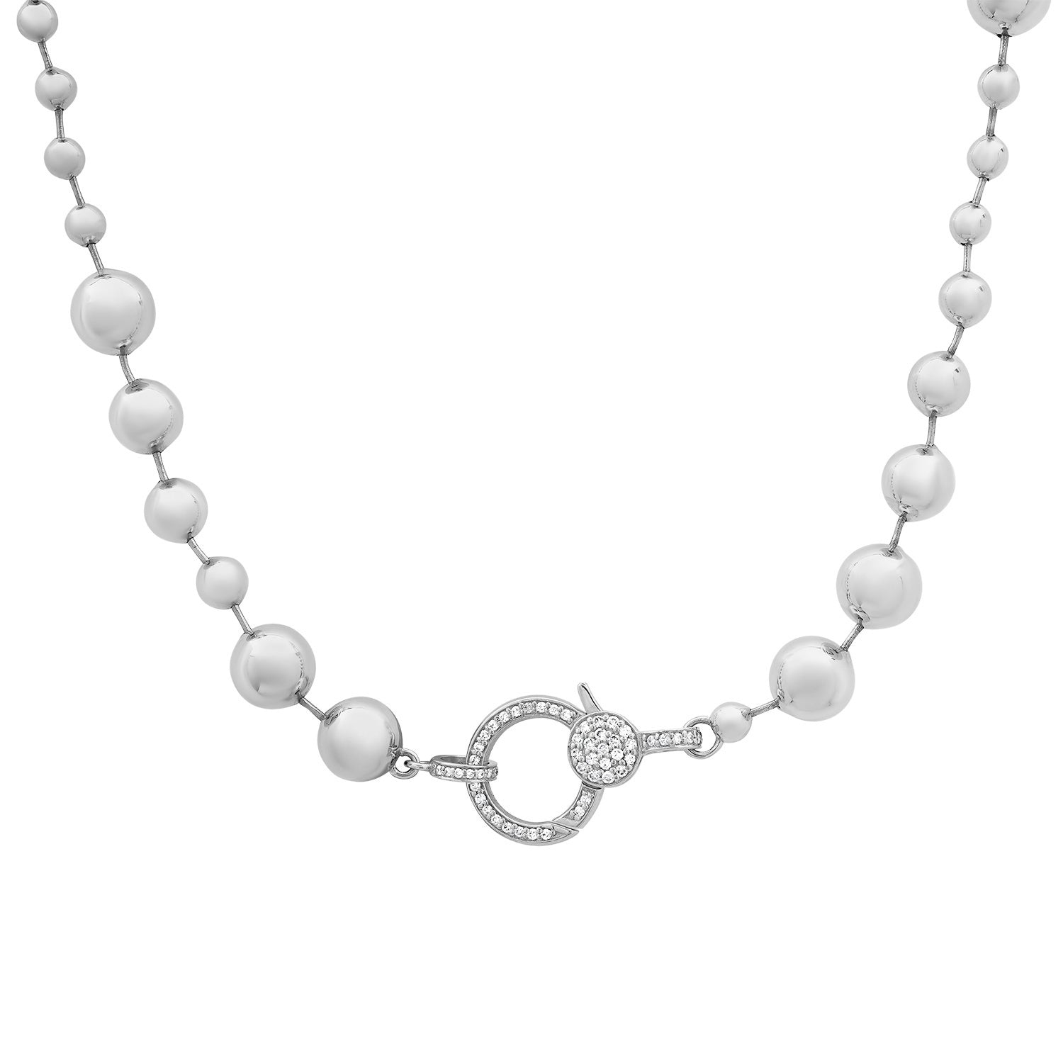 Gold Ball Chain Necklace with Diamond Clasp