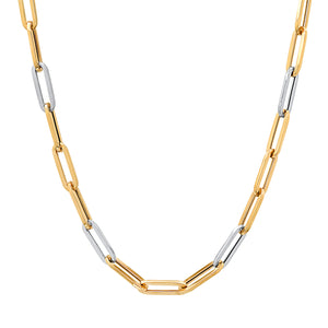 Two-Tone Essential Paperclip Chain Necklace