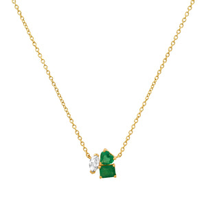 Multi Shape Diamond & Emerald Necklace