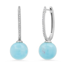 Elongated Turquoise Drop Huggie Hoop Earrings