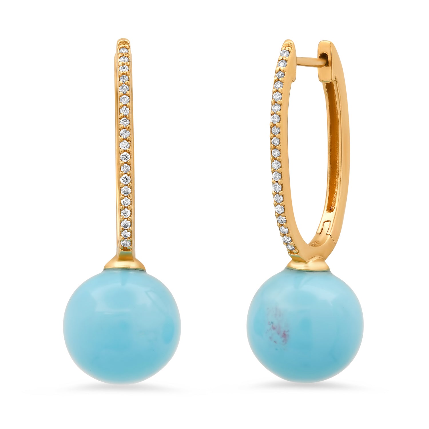 Elongated Turquoise Drop Huggie Hoop Earrings