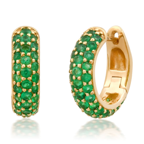 Perfect Emerald Pave Huggie Hoops