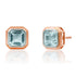 Square Bezel Set Blue Topaz Stud Earrings