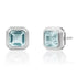 Square Bezel Set Blue Topaz Stud Earrings