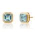 Square Bezel Set Blue Topaz Stud Earrings