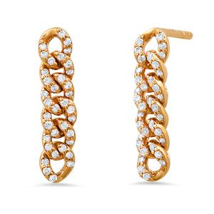 Mini Diamond Covered Curb Chain Link Earrings