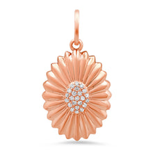 Elongated Fluted Gold and Diamond Sunflower Charm