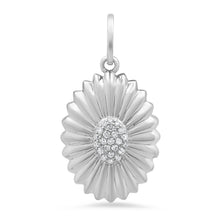 Elongated Fluted Gold and Diamond Sunflower Charm