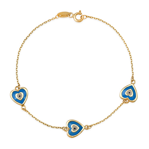 Enamel Evil Eye Heart Bracelet