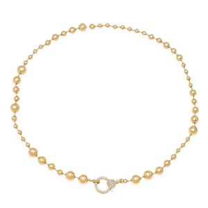 Gold Ball Chain Necklace with Diamond Clasp
