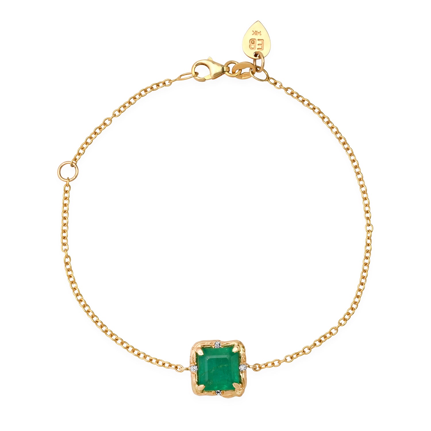 One Of A Kind Emerald & Scattered Diamond Bracelet