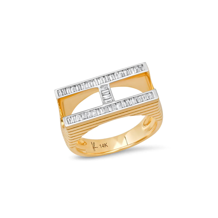 Grandsize Encrusted Initial Ring