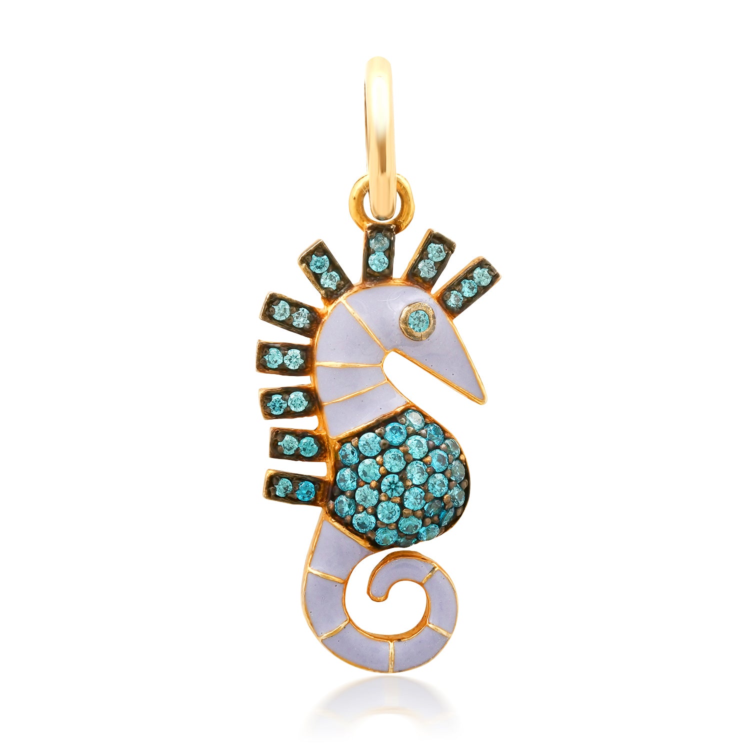 Happy Gemstone & Enamel Seahorse Charm Pendant