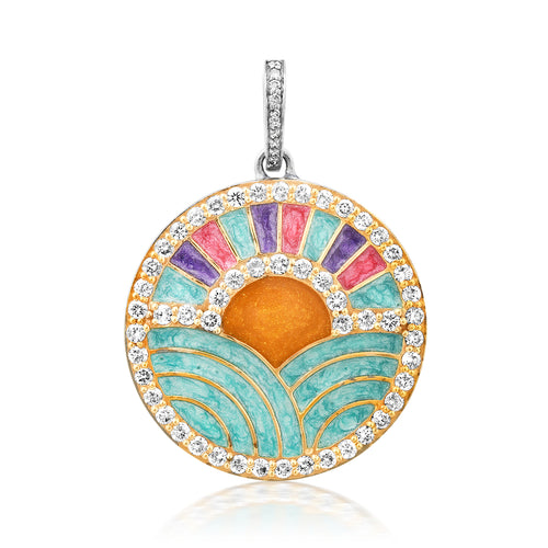 Radiant Sunshine Diamond & Enamel Charm Pendant