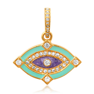 Diamond & Enamel Evil Eye Charm Pendant