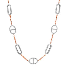 Two-Tone Diamond Mariner and Oval Link Chain Necklace