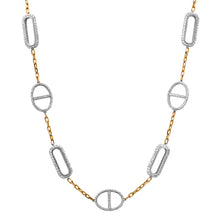 Two-Tone Diamond Mariner and Oval Link Chain Necklace