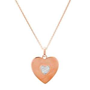 Double Sided Mother Of Pearl & Diamond Heart Necklace