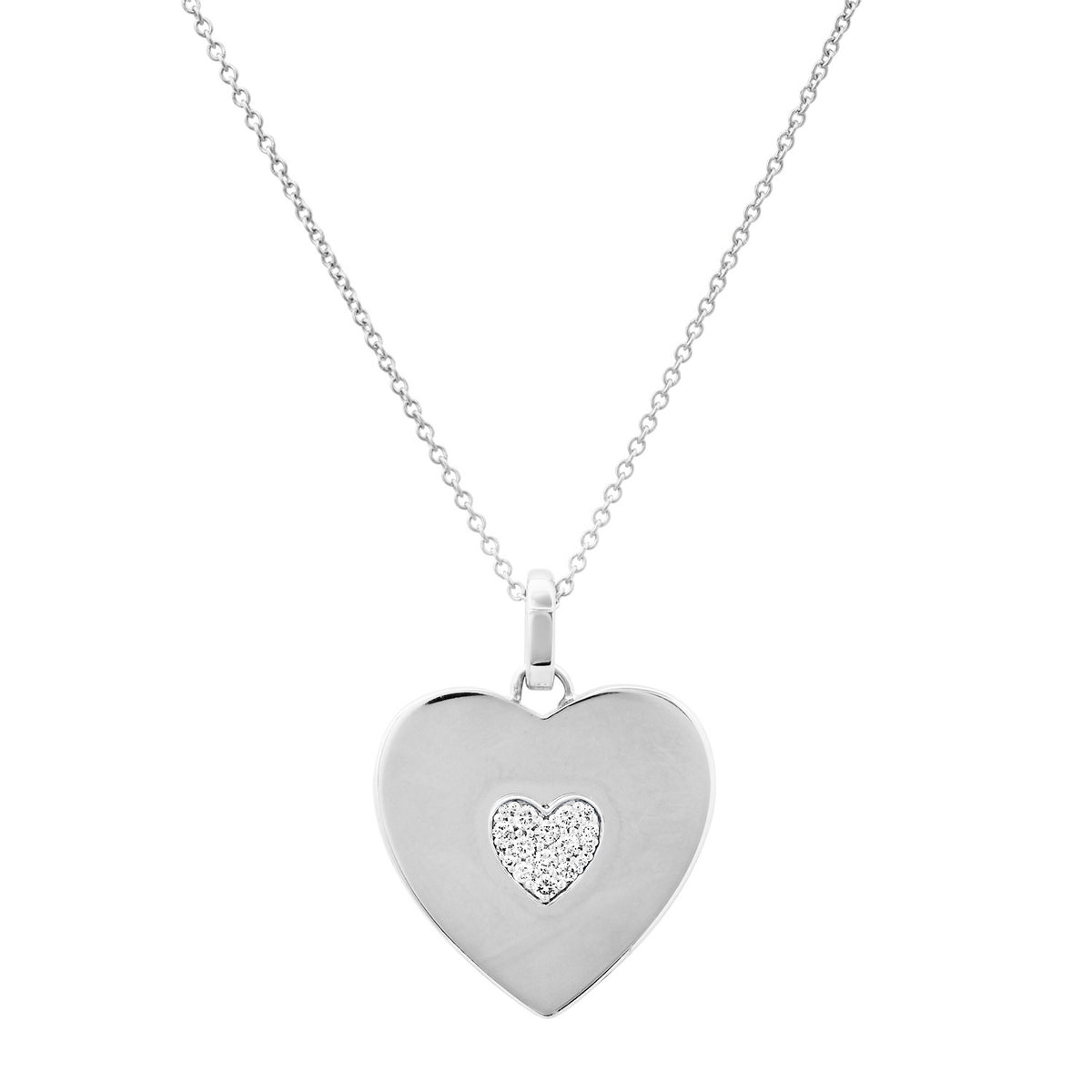 Double Sided Mother Of Pearl & Diamond Heart Necklace