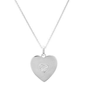 Double Sided Mother Of Pearl & Diamond Heart Necklace