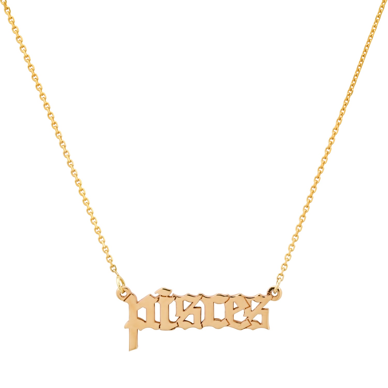 High Polish Old English Zodiac Necklace