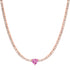 Pink Sapphire Heart & Diamond Tennis Necklace