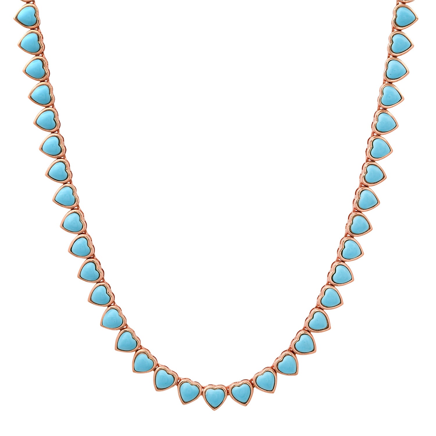 Jumbo Bezel Set Turquoise Heart Tennis Necklace
