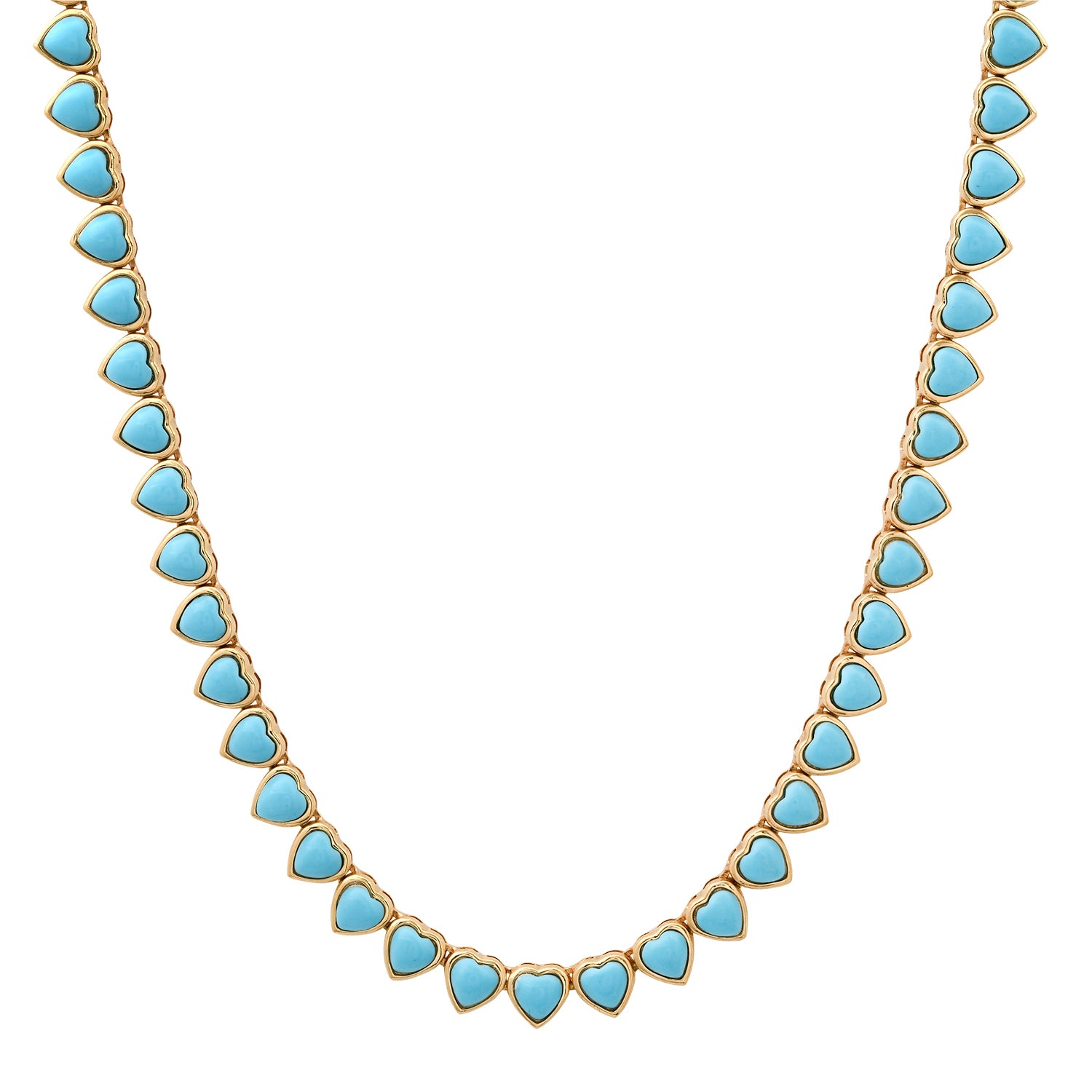 Jumbo Bezel Set Turquoise Heart Tennis Necklace