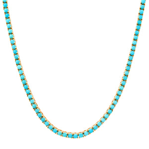 Medium Full Length Turquoise Tennis Necklace