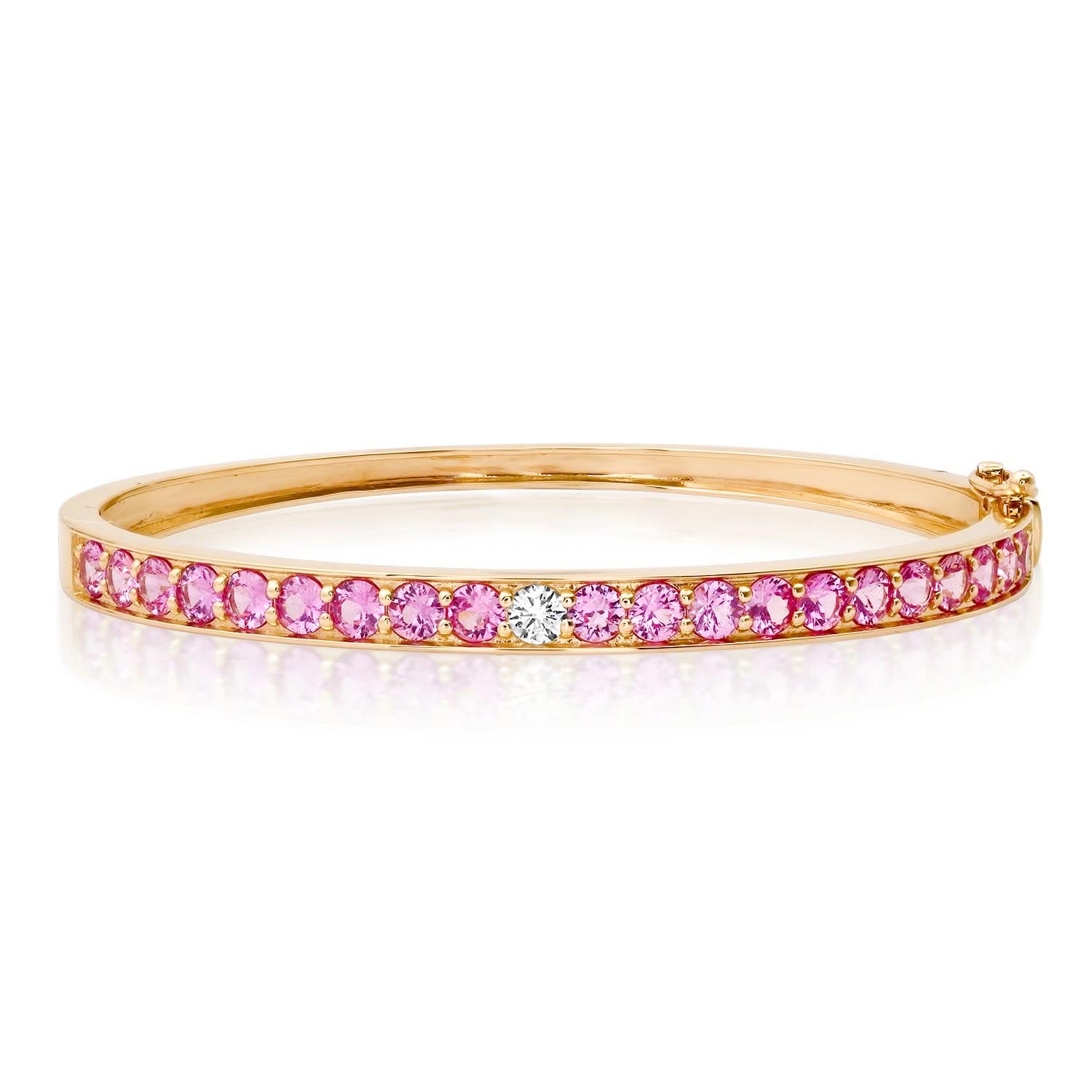 Pretty In Pink Sapphire And Single Diamond Bangle Bracelet