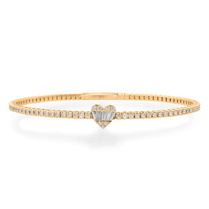 Diamond Illusion Heart Flex Bangle Bracelet