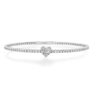 Diamond Illusion Heart Flex Bangle Bracelet