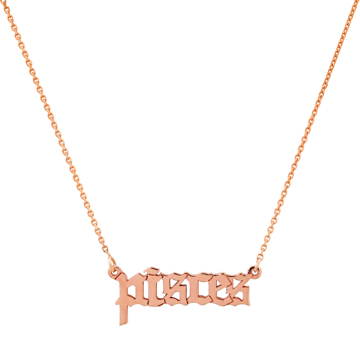 High Polish Old English Zodiac Necklace 