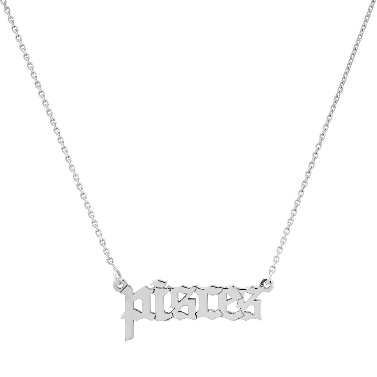 High Polish Old English Zodiac Necklace 