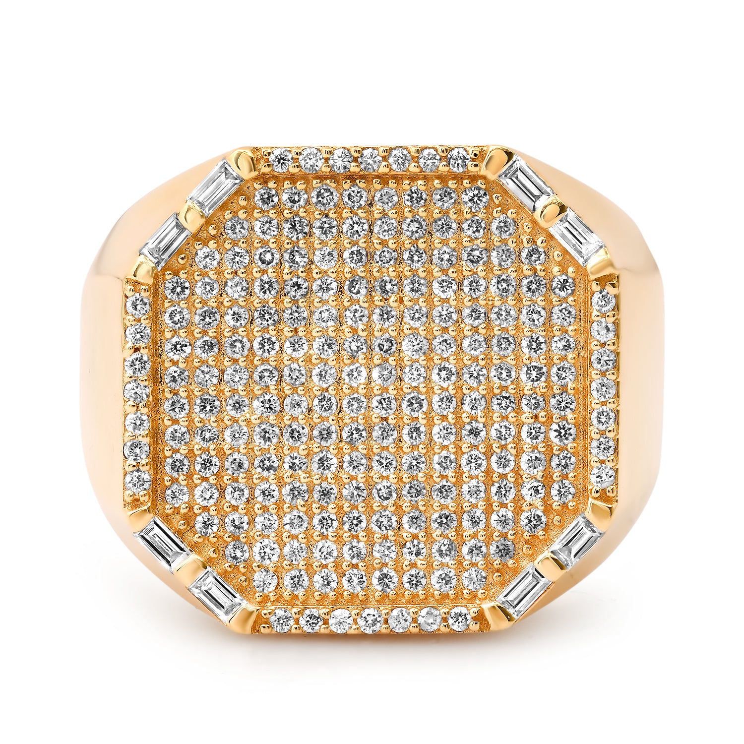 Pave & Baguette Diamond Elevated Signet Ring