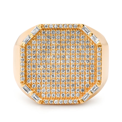 Pave & Baguette Diamond Elevated Signet Ring