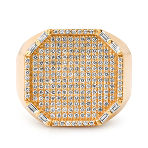 Pave & Baguette Diamond Elevated Signet Ring