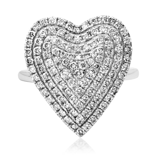 Classic Pave Diamond Heart Statement Ring