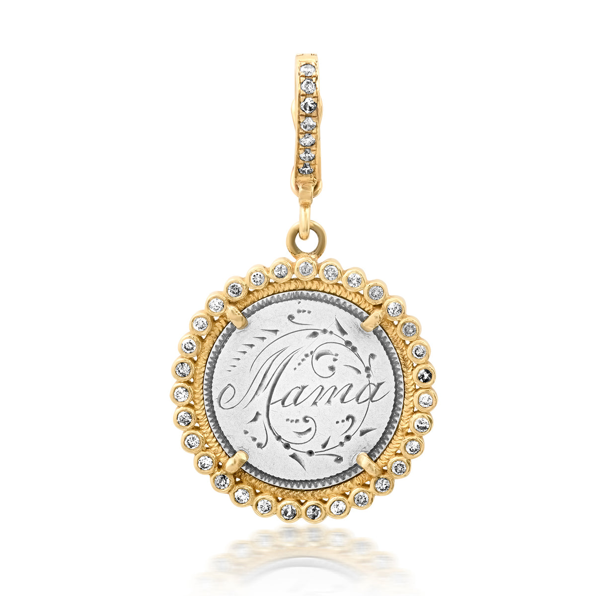 Silver Mama Token in 14k Gold & Diamond Bezel Frame – Milestones by ...