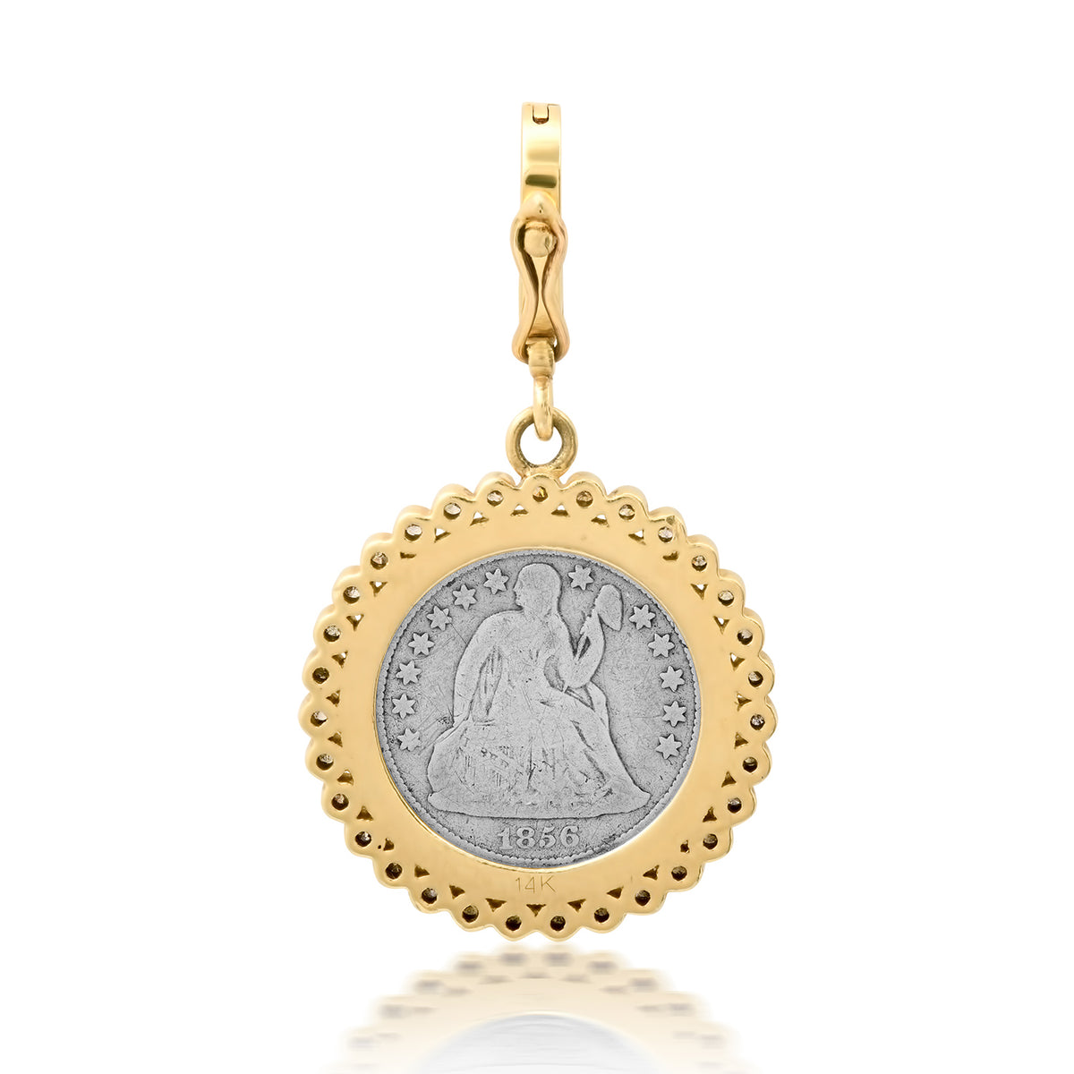 Silver Mama Token in 14k Gold & Diamond Bezel Frame