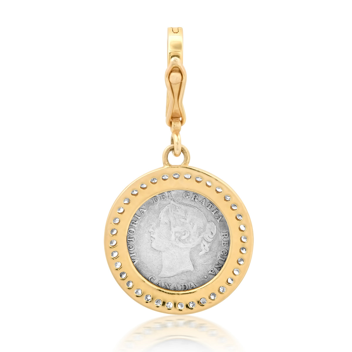 Silver Maman Token in 14k Gold & Diamond Bezel Frame