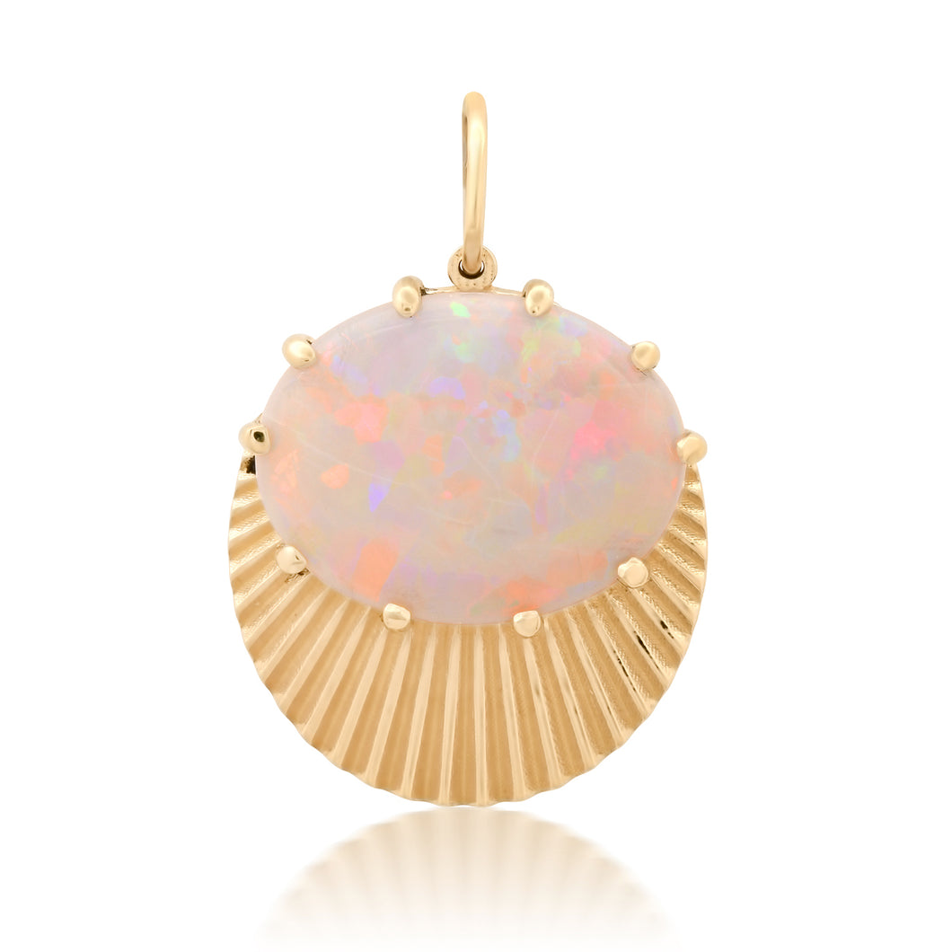 Large Fluted Joy Light Charm with Australian Opal