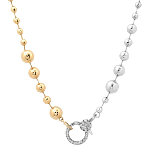 Two-Tone Mixed Ball Chain with Double Sided Diamond Clasp