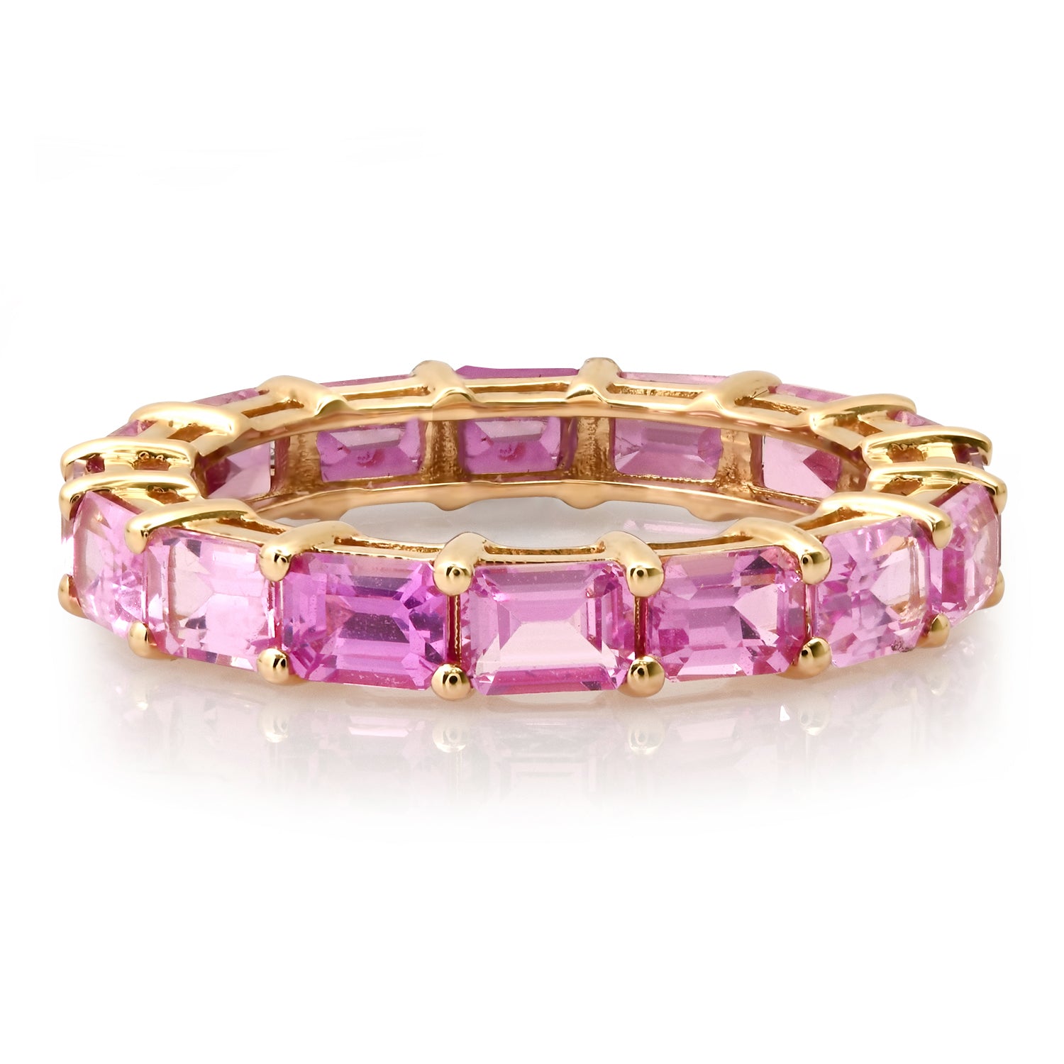 Pretty Pink Sapphire Baguette Eternity Band Ring