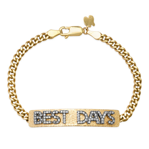 Gold ID Bracelet With Mini Diamond Letters