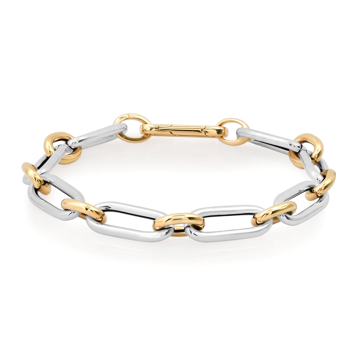 Rounded Luxe Two-Tone Oval & Circle Link Chain Bracelet