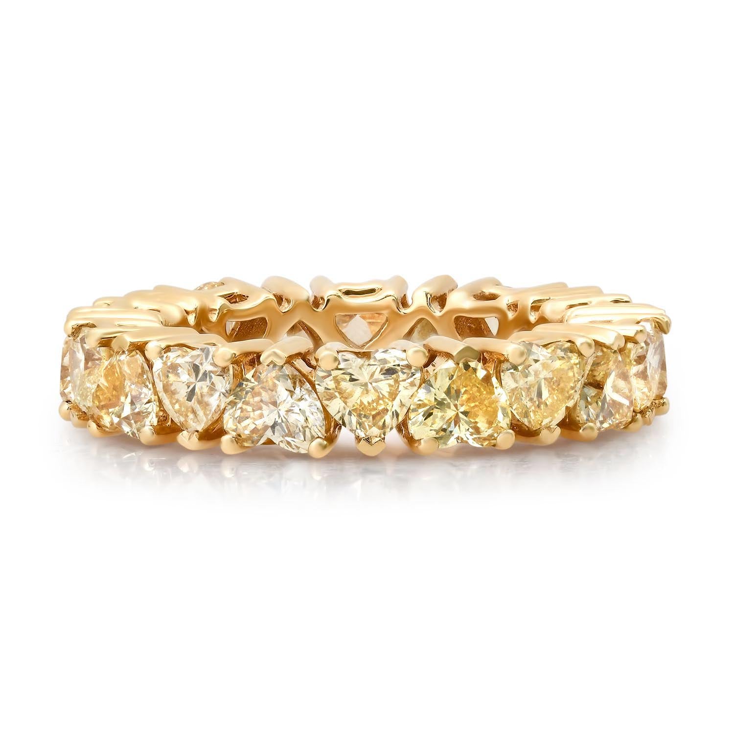 Lab Grown Alternating Heart Yellow Diamond Eternity Band Ring