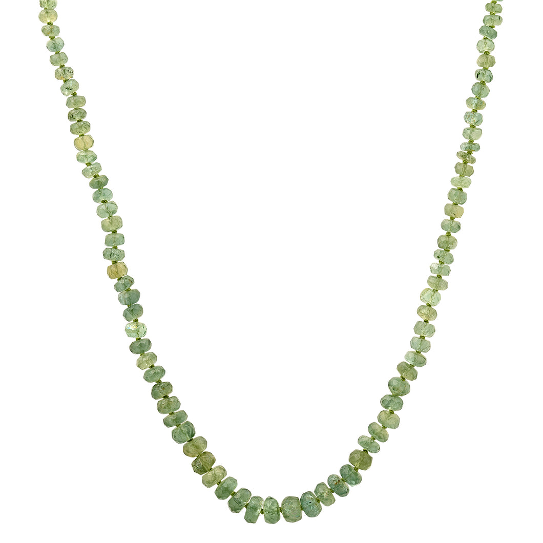 Graduated Apatite Beaded Necklace on Green Silk