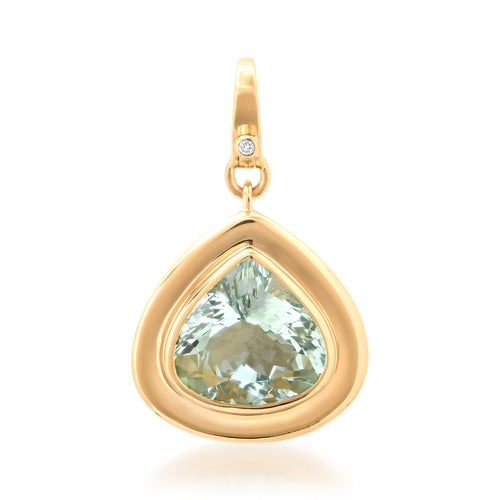 Bezel Set Aquamarine Drop Charm with Diamond Enhancer Clasp